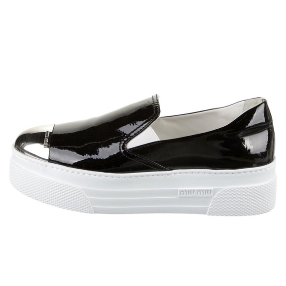 MIU MIU PATENT LEATHER PLATFORMS SHOES - Picture 1 of 7